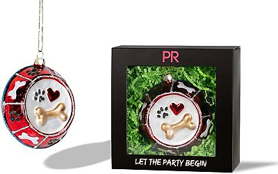 #ad Party Rock Dog Bowl Glass Ornament Animal Collection $30.59