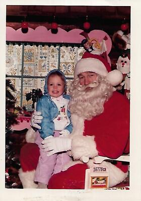 #ad CHRISTMAS GIRL Santa Claus FOUND PHOTOGRAPH Color ORIGINAL Vintage 41 53 B $14.99