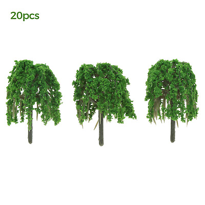 #ad 20Pcs Willow Tree Miniature Trees Model DIY Railway Architecture Wargame Scenery $8.18