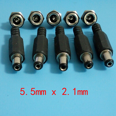#ad 5 pairs 2.1x5.5mm Male Female Pair DC Power Plug Socket Jack Connector set pcb $2.59