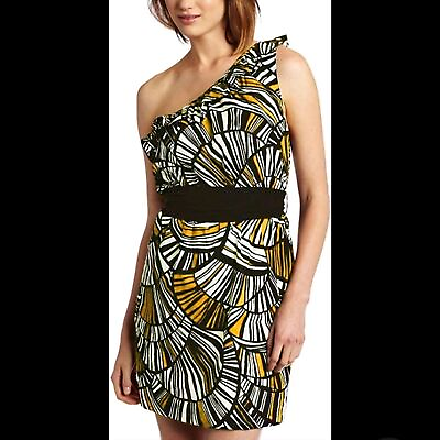 #ad Trina Turk Rihanna Sun Mokola Palm Ruffle One Shoulder Dress Size 10 $45.00
