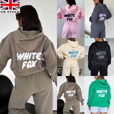 #ad 2024 White Fox Boutique Hoodies Tracksuit Set Sweatshirt Sweatpants Womens 2Pcs GBP 16.99