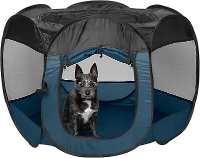 #ad FurHaven Portable Pop Up Mesh Pet Playpen Navy Blue Size SMALL New in Open Box $12.99