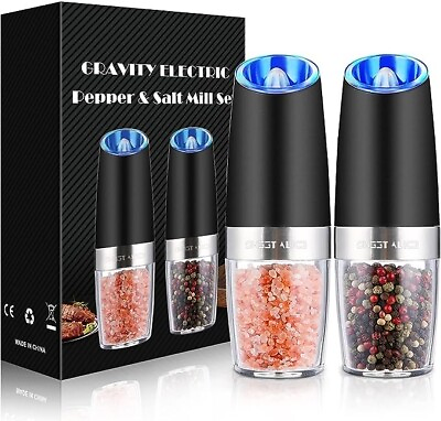 #ad 2 Pack Gravity Electric Salt and Pepper Grinder Mill Shaker Adjustable Automatic $19.99