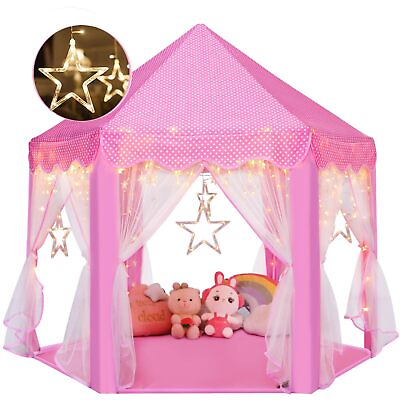 #ad Princess Castle Play Tent for Girls Large 55#x27;#x27; x 53#x27;#x27; Playhouse with Star L... $69.60