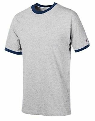 #ad #ad Mens Champion Ringer Tee Short Sleeve T Shirt Gray Navy Medium Large $8.99