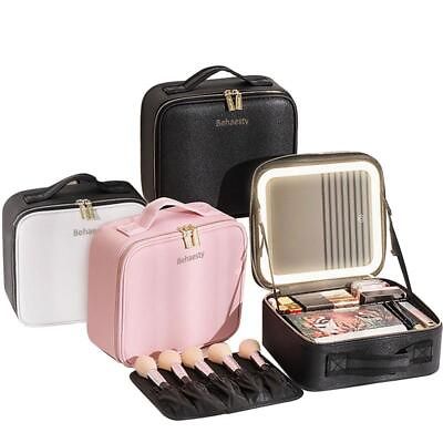 #ad Travel Makeup Bag with Mirror of LED Lighted Makeup Train Case Fast Ship Y1 $39.99