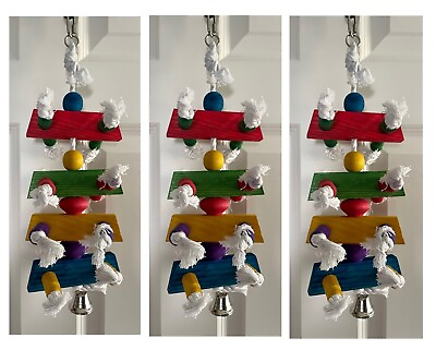 #ad Bird Toys Hanging Chews Natural Wood Rope 15quot; 17” Colorful 3 Pack NEW $32.88