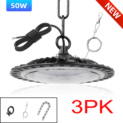 #ad 3 PACK 50W Watt UFO LED High Bay Light Shop Lights Warehouse Gym Industrial Lamp $34.91
