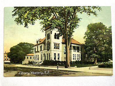 #ad Westerly Rhode Island Library Postcard 1910 $7.99