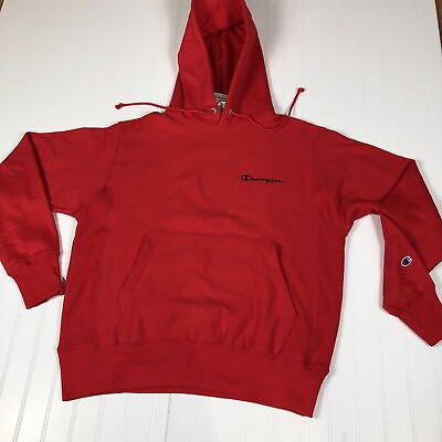 Champion Reverse Weave Hoodie Pullover Script Spellout MENS Size Medium Red NWT $39.98