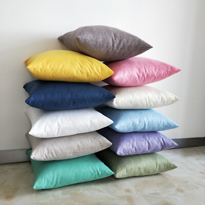 #ad Solid Linen Cushion Cover Throw Pillow Cases for Couch Sofa Bed 16quot; 18quot; 20quot; $9.52