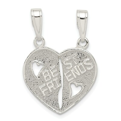 #ad Sterling Silver 925 BEST FRIENDS Break apart Heart Charm Pendant 0.79 Inch $16.13