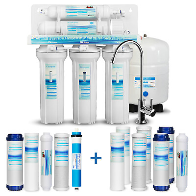 #ad 5 Stage Undersink Reverse Osmosis System Water Filter with 12Pcs Filter 75GPD $155.99