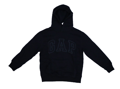 #ad Gap Kids Logo Hoodie Black Pullover Cotton Hooded Sweatshirt Youth Boys XL 12 $13.99