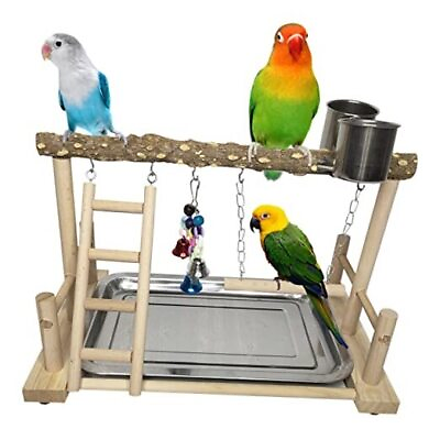 #ad Bird Playground Parrot Playstand Birds Play Stand Wood Exercise Perch Gym $36.13