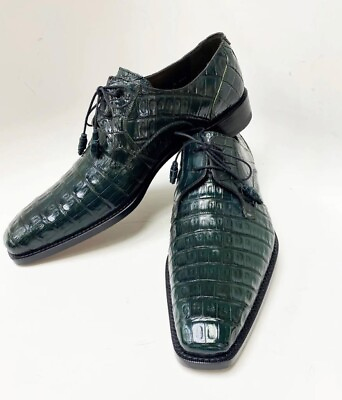 #ad MEN HANDMADE FOREST GREEN DRESS LEATHER SHOES CROCODILE PATTREN Formal SHOES $159.99