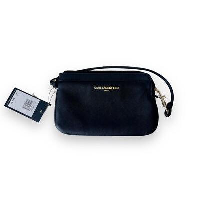 #ad Karl Lagerfeld Paris Black Graffiti Shoulder Wallet Clutch Bag Purse $39.99