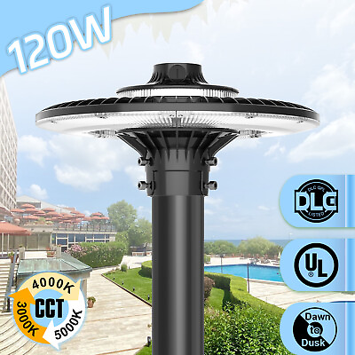 #ad 120W LED Circular Area Top Light Dusk To Dawn Outdoor Commercial Post Fixtures $147.97