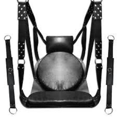 #ad Heavy Duty High Chrome Real Leather Premium Black Leather Sex Swing $199.00