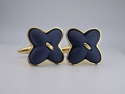 #ad Jasper Flower Navy Gold Color Cufflinks Wedgwood Box Included Men#x27;s $199.00