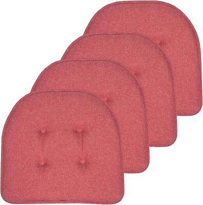#ad Seat Cushion Memory Foam Chair Pad Set of 4 Non Slip Back 17x16 Inch Peach $32.00