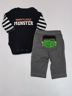 #ad Carter#x27;s 2 Piece Halloween Outfit for Boys Newborn 3 or 6 Months Mommy#x27;s Monster $1.99