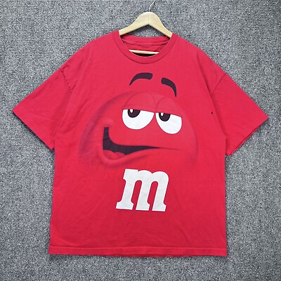 #ad Vintage Mamp;M Shirt Mens 2XL Red Y2K Hershey Chocolate Big Face AOP Candy $29.95