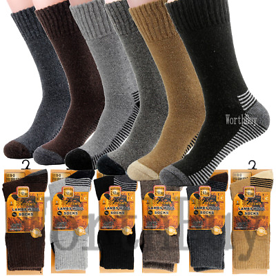 #ad 3 Pairs Mens Winter Warm Thermal Heavy Duty Wool Crew Socks Boots Outdoor Thick $10.99