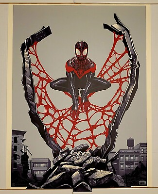#ad Spider Man MONDO 18x24 Art Poster Marvel Comic 2018 Limited Miles Morales SAMPL $195.00