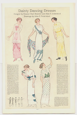 #ad 1913 Ladies Fashion Dresses ART PRINT clothing style Abby E. Underwood patterns $12.99