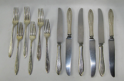#ad 12 Pc. Vintage Community Plate Silverware ADAM PATTERN Dinner Forks Knives $22.64