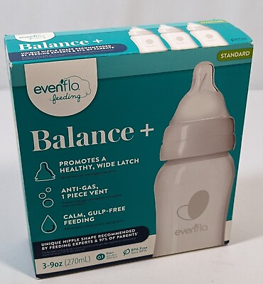 #ad Evenflo Feeding Balance 3 Bottle Pack 9 oz Each Naturally Shaped Anti Gas $17.95
