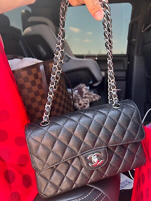 #ad CHANEL Classic Red Interior Flap Bag Maxi Black Leather $6500.00