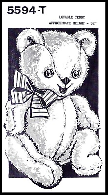 #ad Mail Order # 5594 T Teddy Bear Fabric Sewing Pattern Stuffed Animal Toy 32quot; Tall $5.49