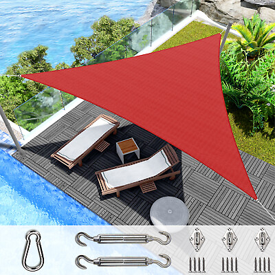 #ad Custom equilateral triangle Red Sun Shade Sail Canopy Awning Patio Pool Cover $180.39