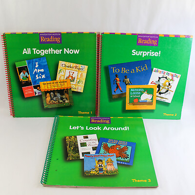 #ad Set of 3 Houghton Mifflin Reading Teacher Classroom Spiral Books Themes 1 3 $30.99