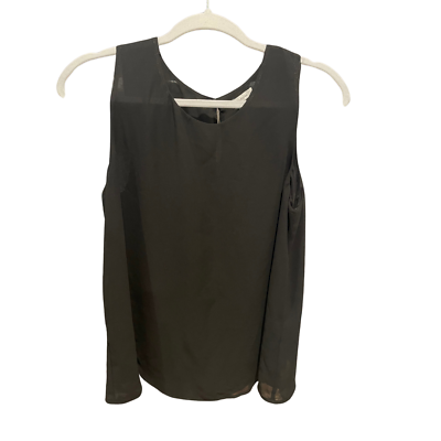 #ad Pleione Black sleeveless blouse tank top scoop neck M $13.99