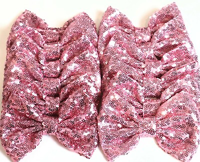 #ad Set of 12 Large 5 inches Pink Sequin BowsDIY BowsWholesale Bows NO CLIP USA $21.00