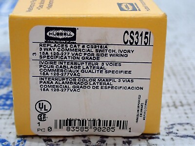 #ad Hubbell CS3151 3 Way Commercial Switch Ivory 15A 120 277V $18.50
