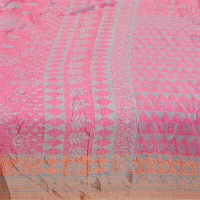 #ad Sanskriti Vintage Pink Sarees Moss Crepe Sari Printed Floral Soft Craft Fabric $27.38