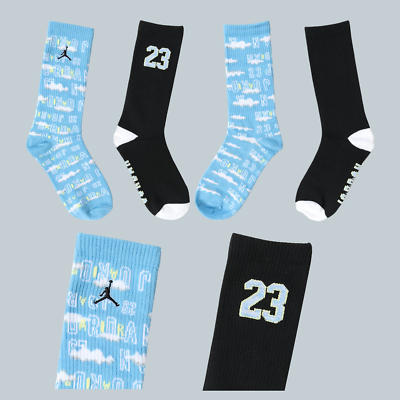 #ad Nike Jordan Kids Crew Socks 2 Pack Size 5Y 7Y BJ0506 B9F NEW $9.96