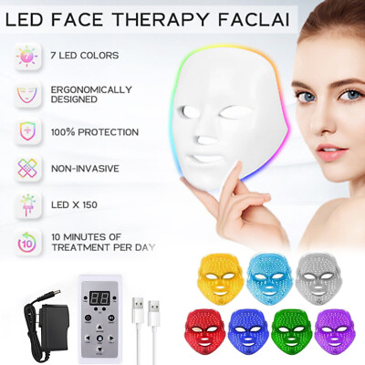 #ad 7 Colors LED Photon Facial Face Mask Skin Rejuvenation LED Light Therapy Machine $26.99