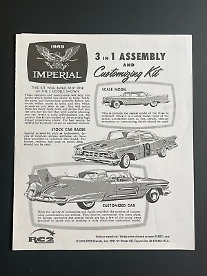 #ad AMT RC2 Models 1959 Imperial Car Original Model Kit Instruction Sheet $10.00