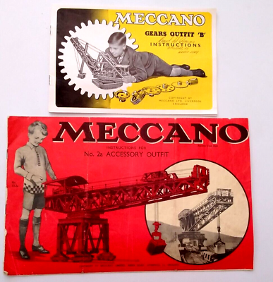 #ad TWO Vintage MECCANO Instructional Books GEARS OUTFIT quot;Bquot; amp; No 2A ACCESORY OUTFIT $9.95