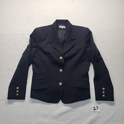 #ad DAVID Brooks 100% Wool Blazer Jacket Navy Blue Lined 3 Button Adult Women#x27;s 10 $17.00