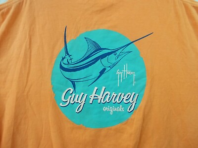 #ad Guy Harvey Vintage Mens Peach Short sleeve T Shirt Size XL Fishing EUC $16.11