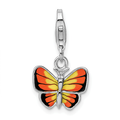 #ad Amore La Vita Silver Polished Enameled Butterfly Charm with Fancy Lobster Clasp $41.26