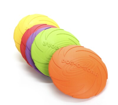 #ad Dog Toy Flyer Flexible Durable Frisbee Disc LARGE Chew Fetch Toys $10.39