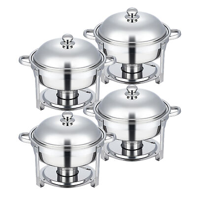 #ad 4 Pack Stainless Steel Chafer 5.3 Qt Chafing Dish Sets Bain Marie Food Warmer $86.21